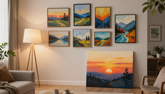 Idee per decorare una parete vuota con quadri su tela