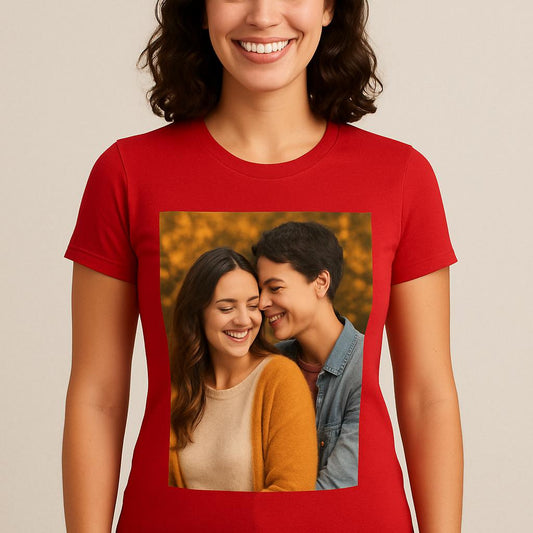 T-shirt donna con stampa personalizzata rossa