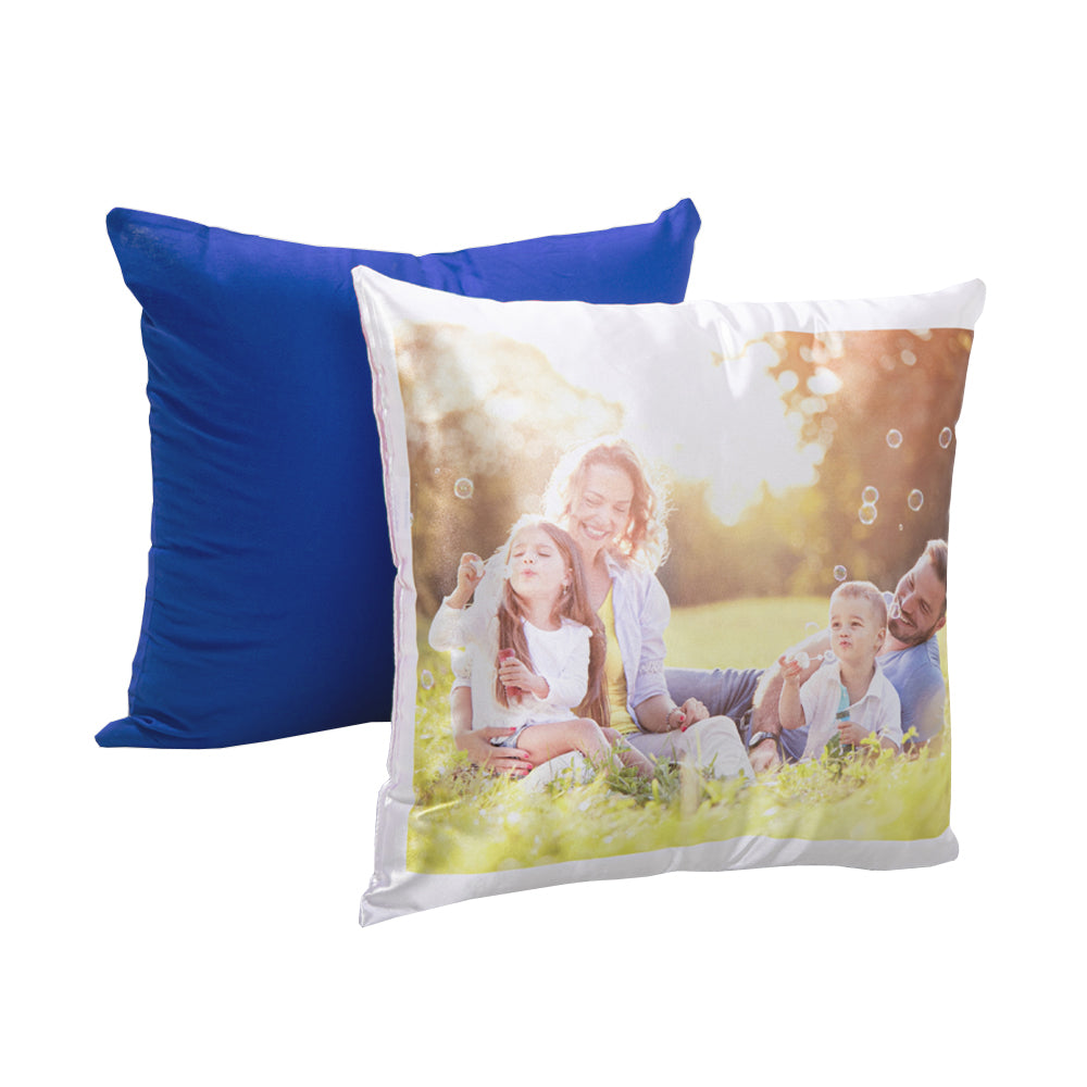 Stampa foto su cuscino blu